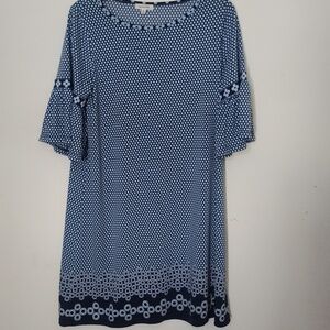 Max Studio Navy and White Geometric Dress